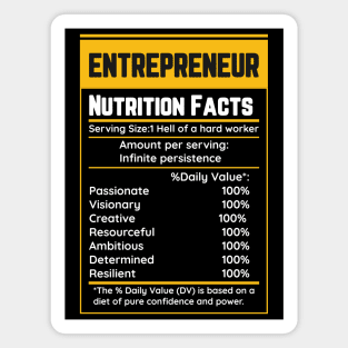 Entrepreneur Nutrition Facts Magnet